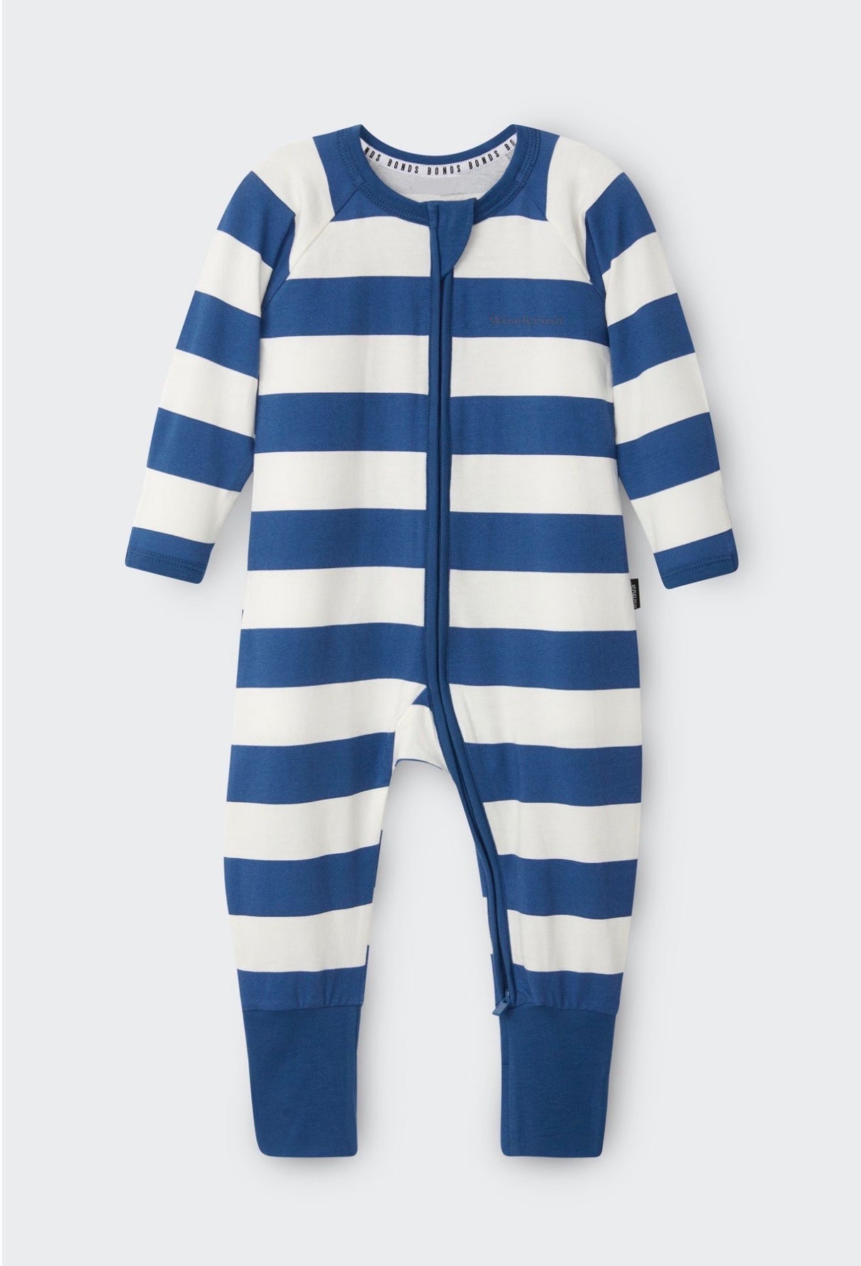 Zip Wondersuit | White & Blue Stripe
