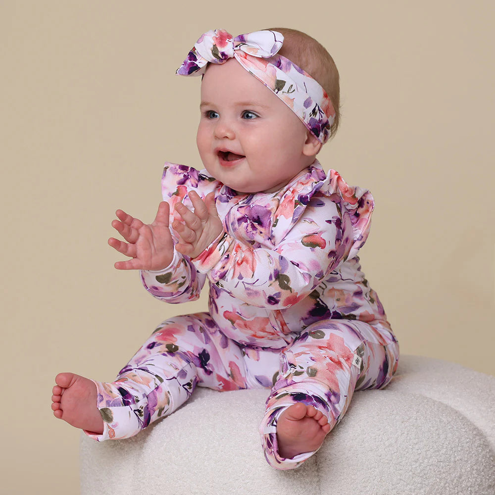 Organic Snugglesuit Convertible Romper with Frill | Blushing Beauty