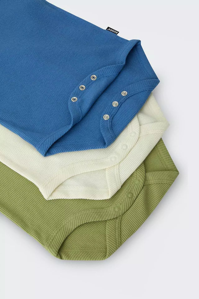 Rib Shortsleeve Bodysuit 3 Pack | Camp Cove/ Levitating/ Lawn Bowls