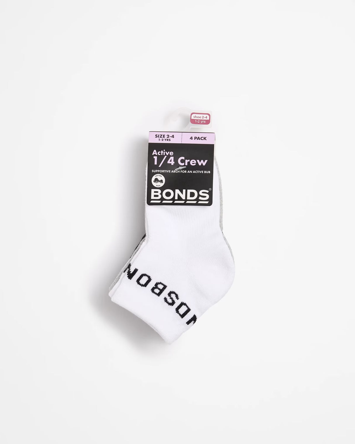 Baby Active 1/4 Crew Socks 4 Pack | Multi