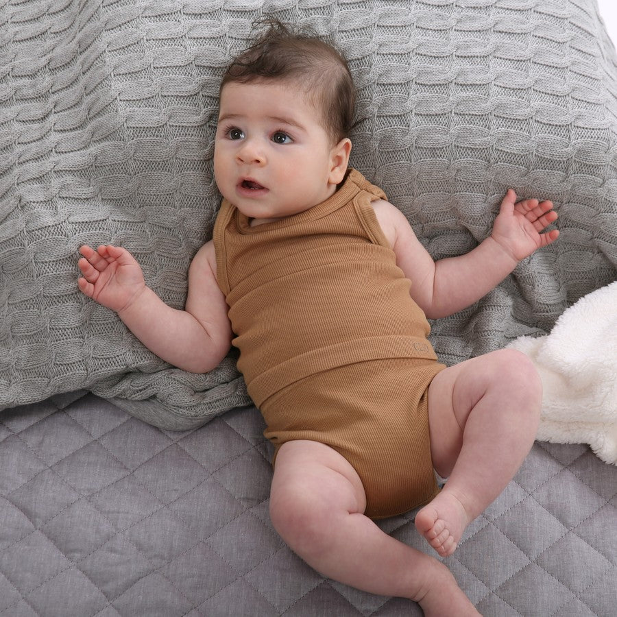 Baby Ecostyle Bamboo Rib Nappy Cover | Mocha