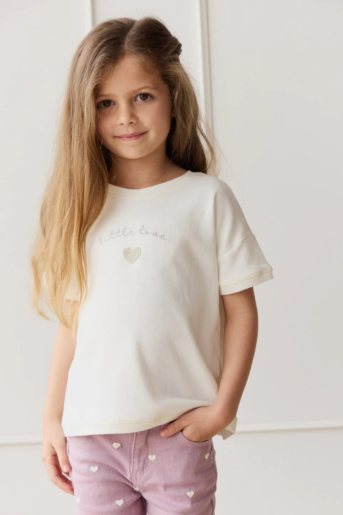 Pima Cotton Mimi Top | Parchment Little Love Violet