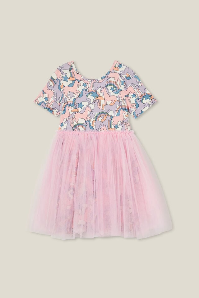 Sophia Dress | Unicorn Rainbow / Blush pink