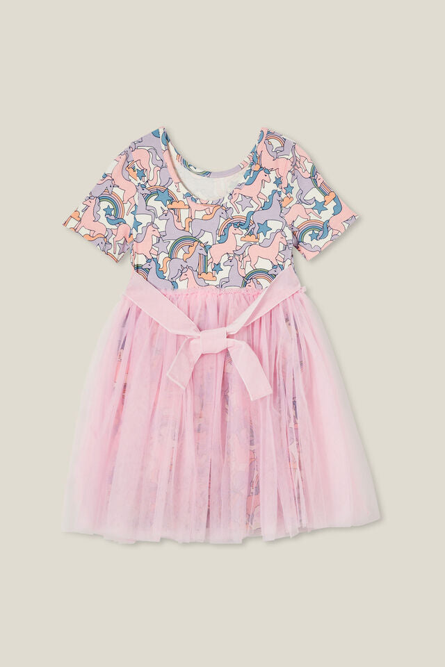 Sophia Dress | Unicorn Rainbow / Blush pink