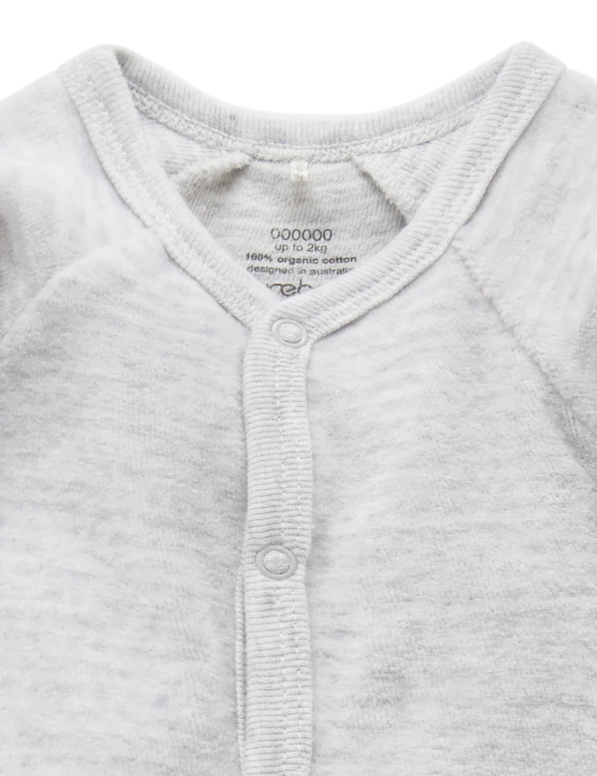 Premmie Velour Growsuit | Pale Grey Stripe