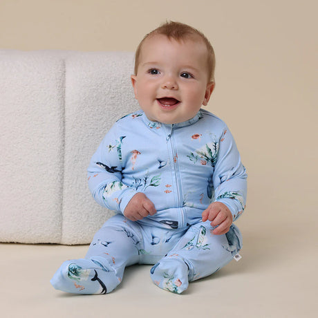 Organic Snugglesuit Convertible Romper | Ocean Blue