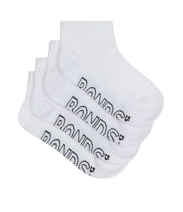 Kids Logo Light Quarter Crew 4 Pack | White