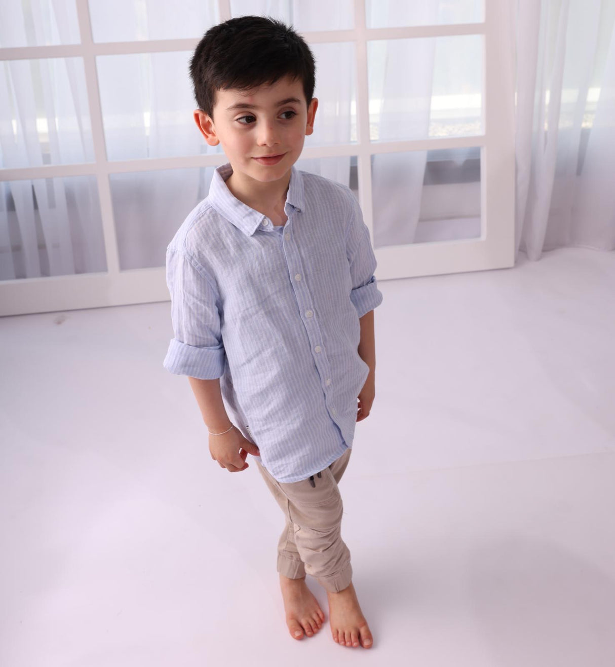 The Wharf Long Sleeve Shirt | White Blue