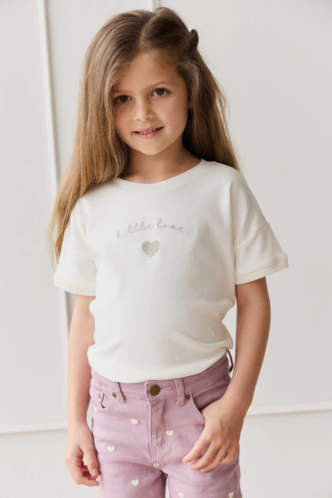 Pima Cotton Mimi Top | Parchment Little Love Violet