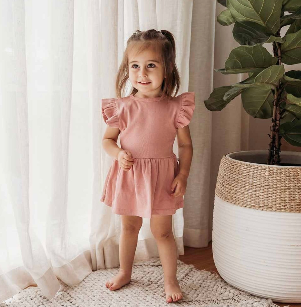 Short Sleeve Organic Dress | Rose