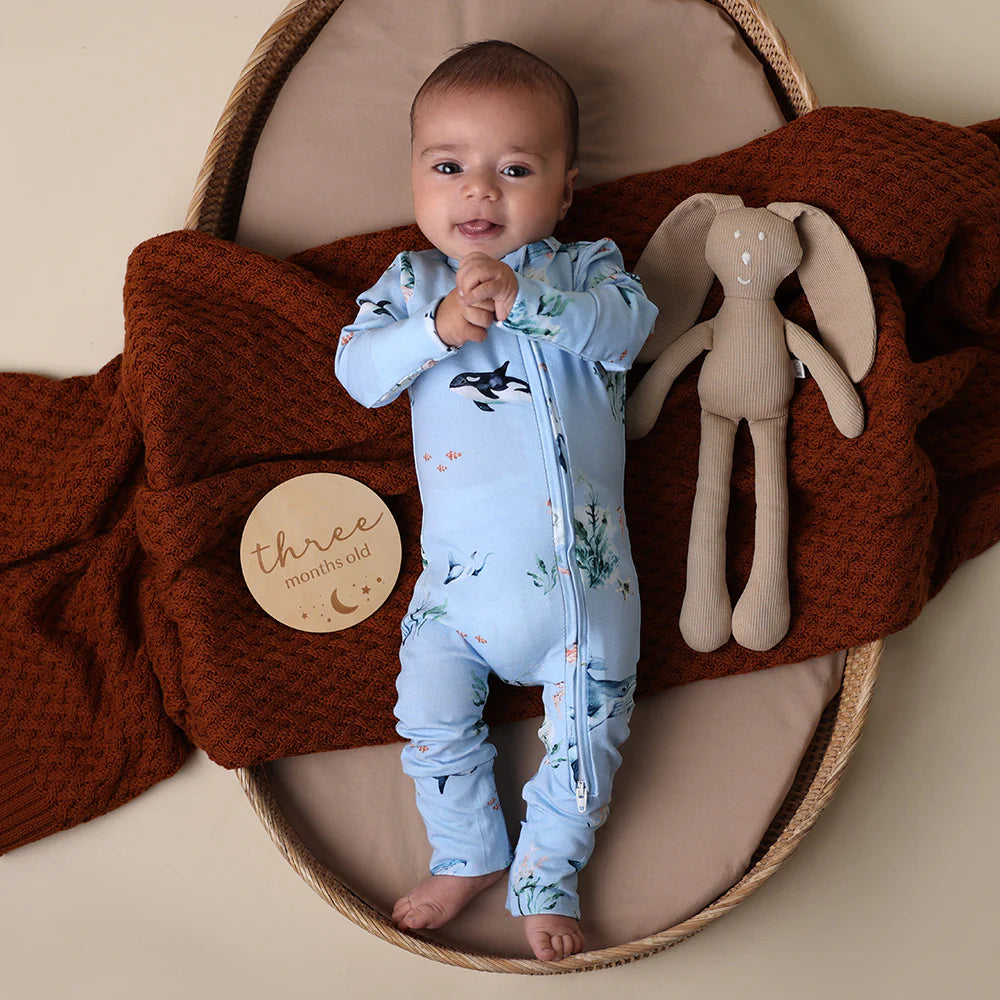 Organic Snugglesuit Convertible Romper | Ocean Blue
