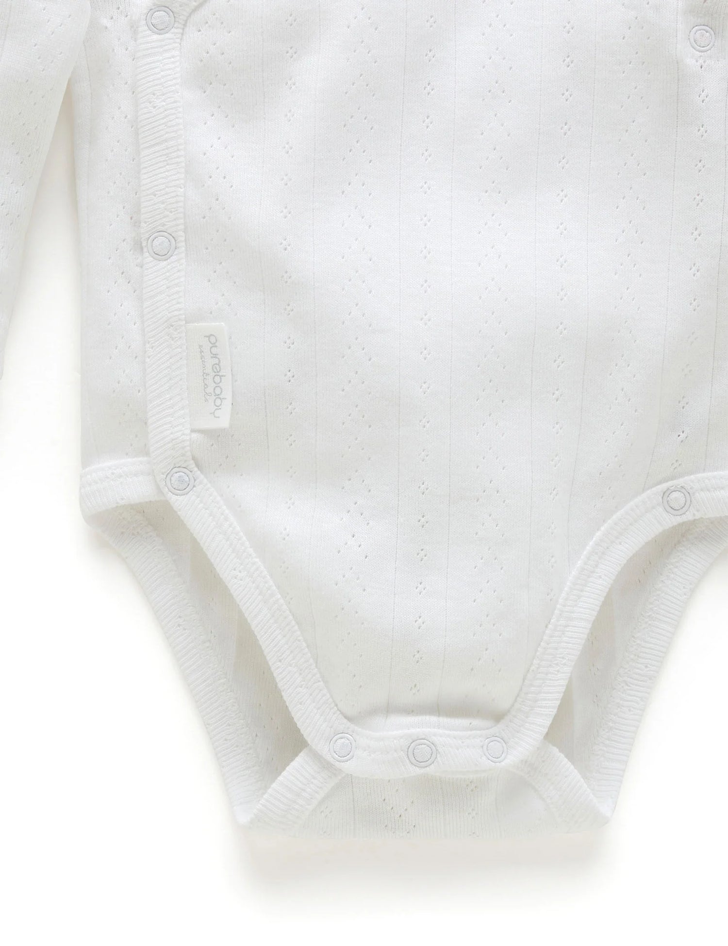 Pointelle Long Sleeve Wrap Bodysuit | White