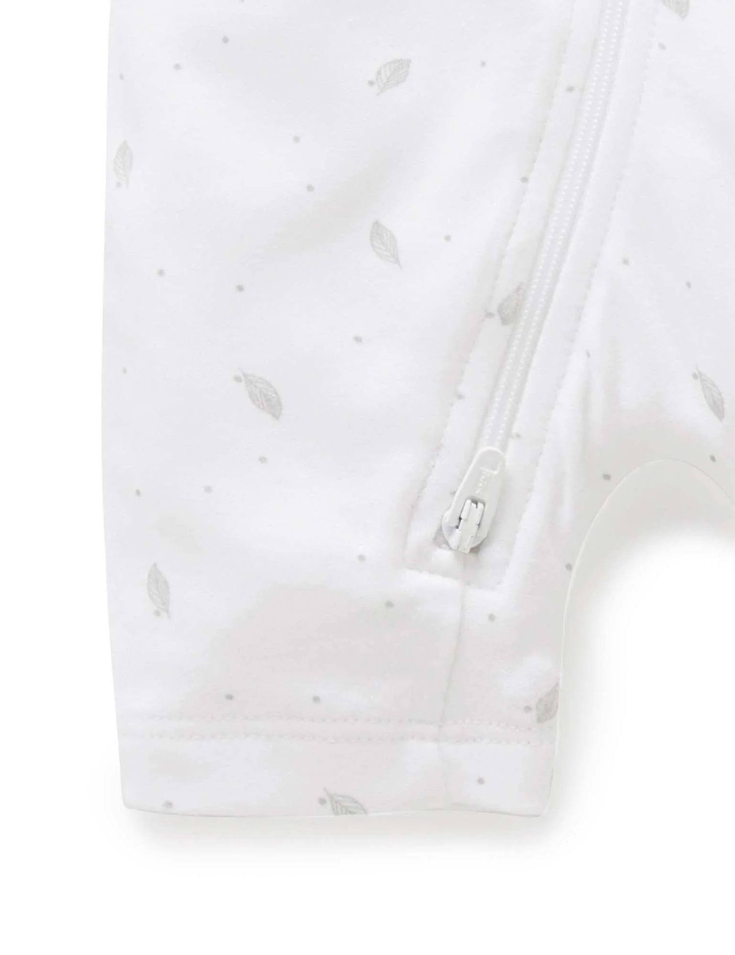 Short Sleeve Zip Growsuit | Pale Grey Leaf with Spot