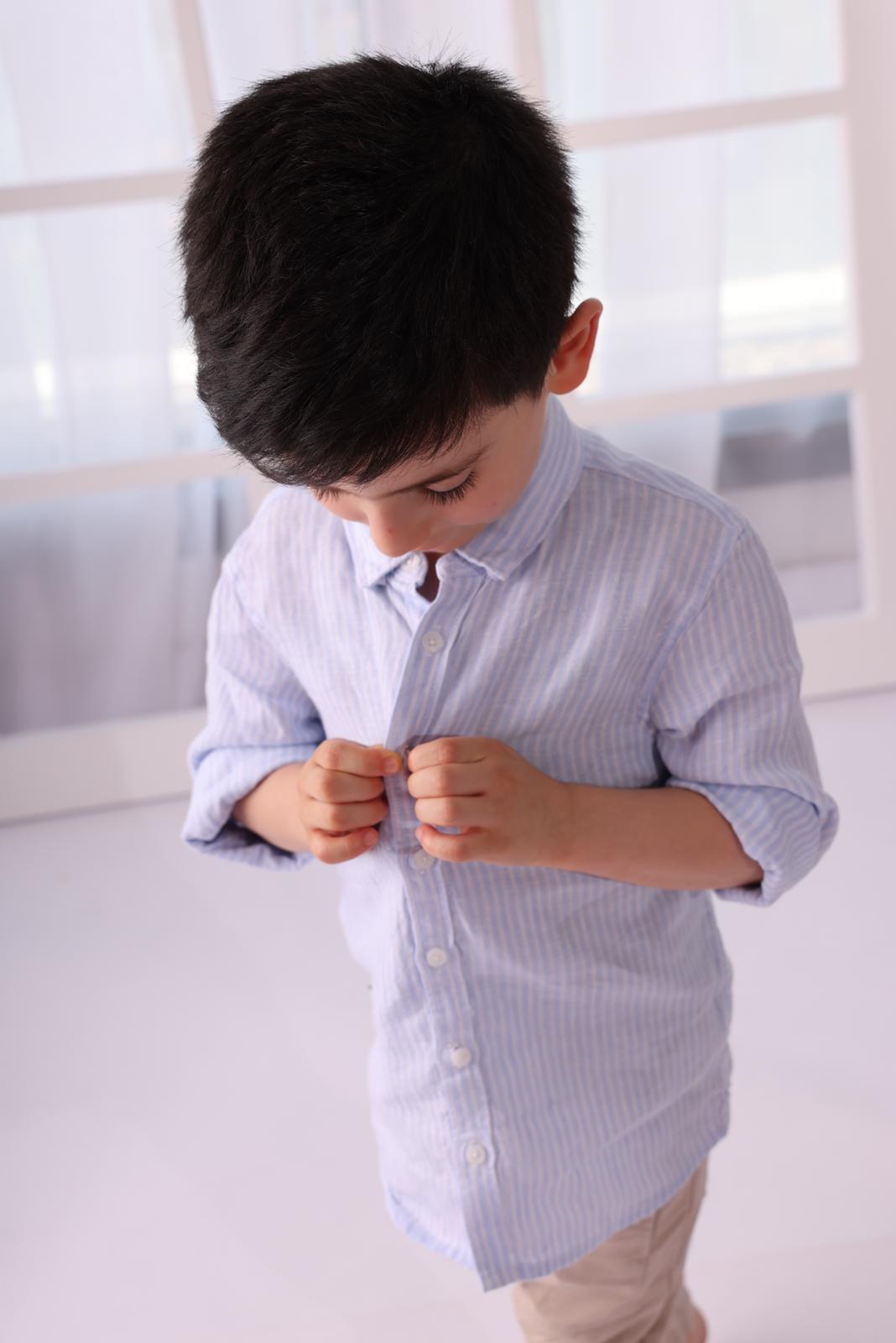 The Wharf Long Sleeve Shirt | White Blue