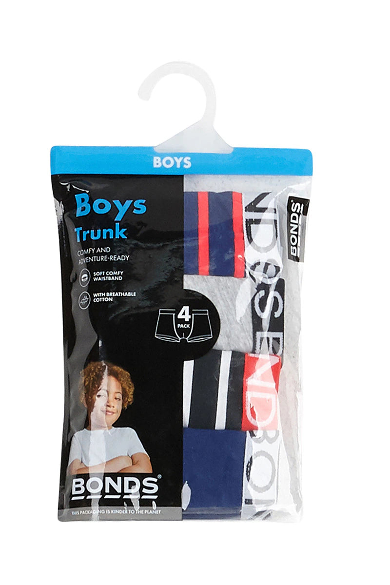 Boys Trunk 4 Pack | Blue & Red