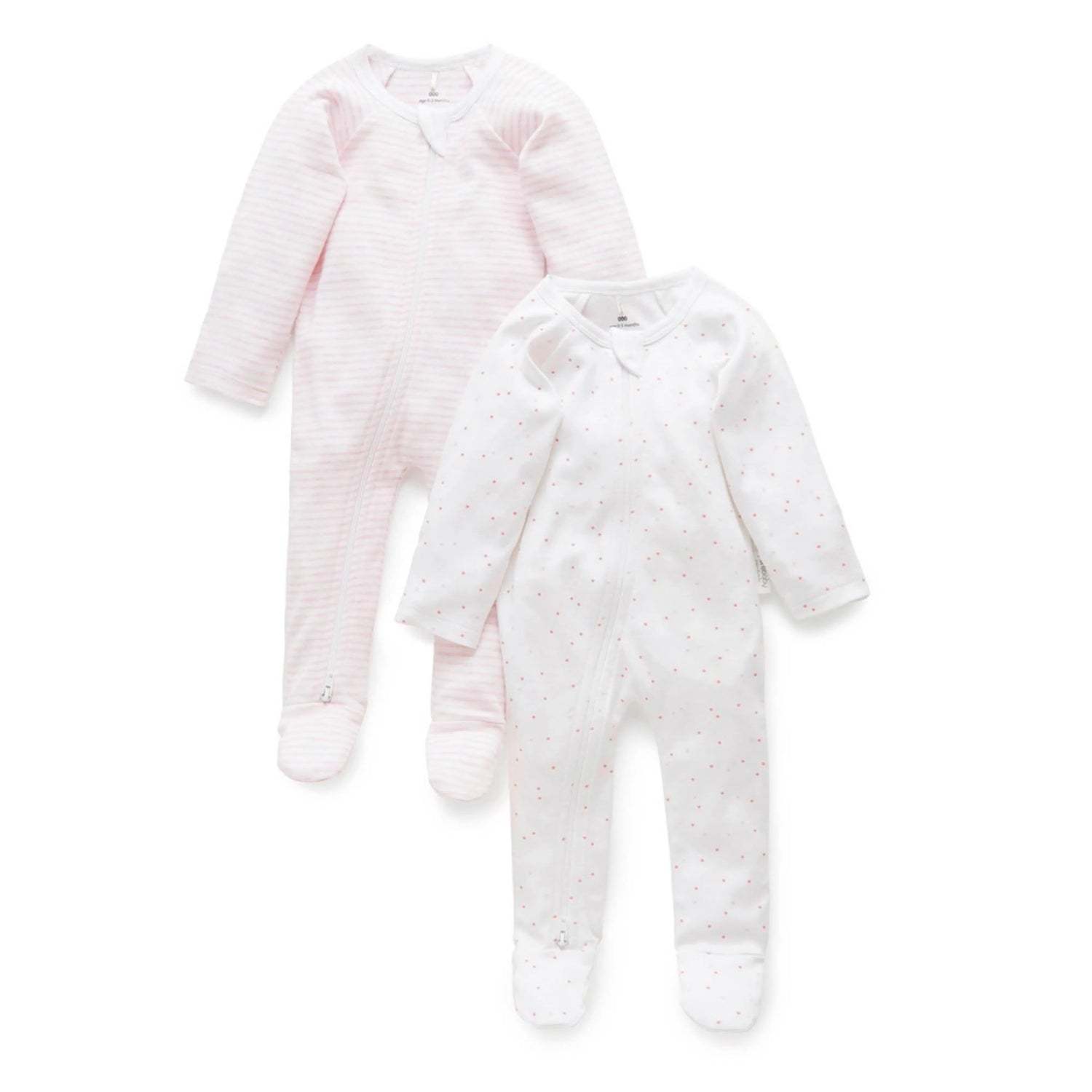 2 Pack Zip Growsuit | Pale Pink Pack