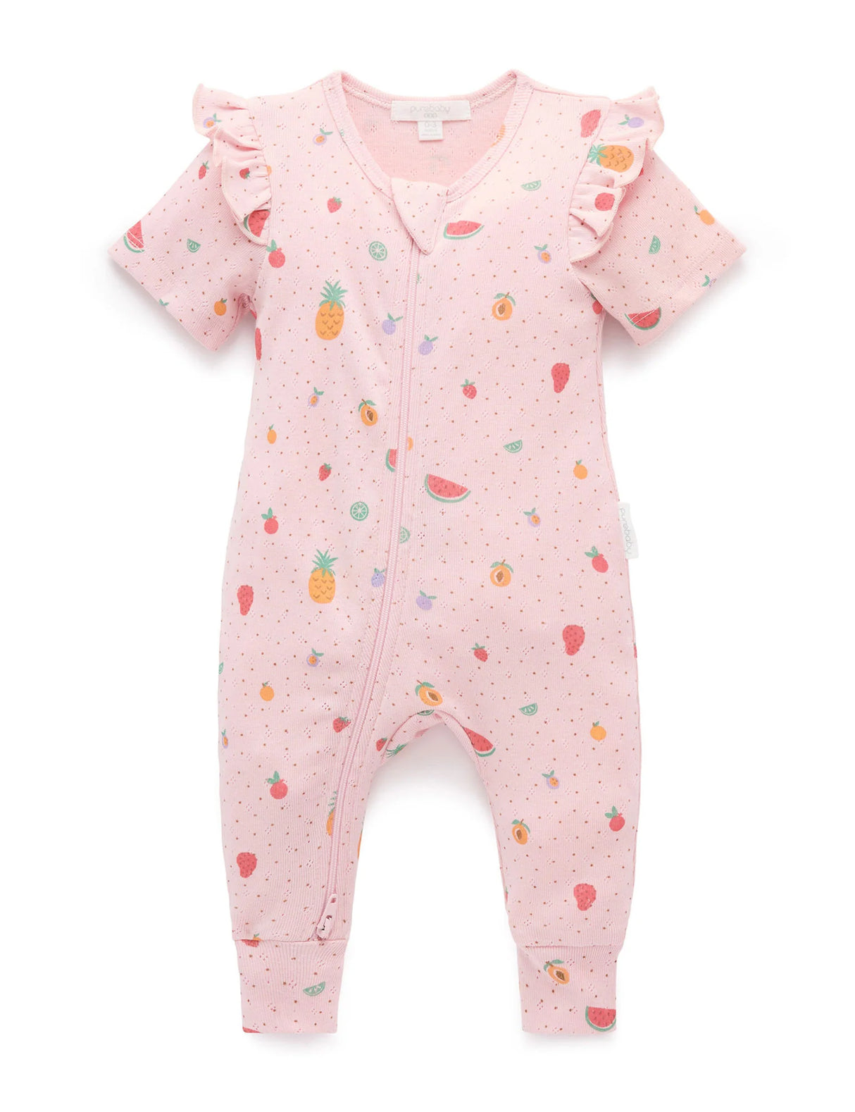 Pointelle Zip Growsuit l Fruity Print