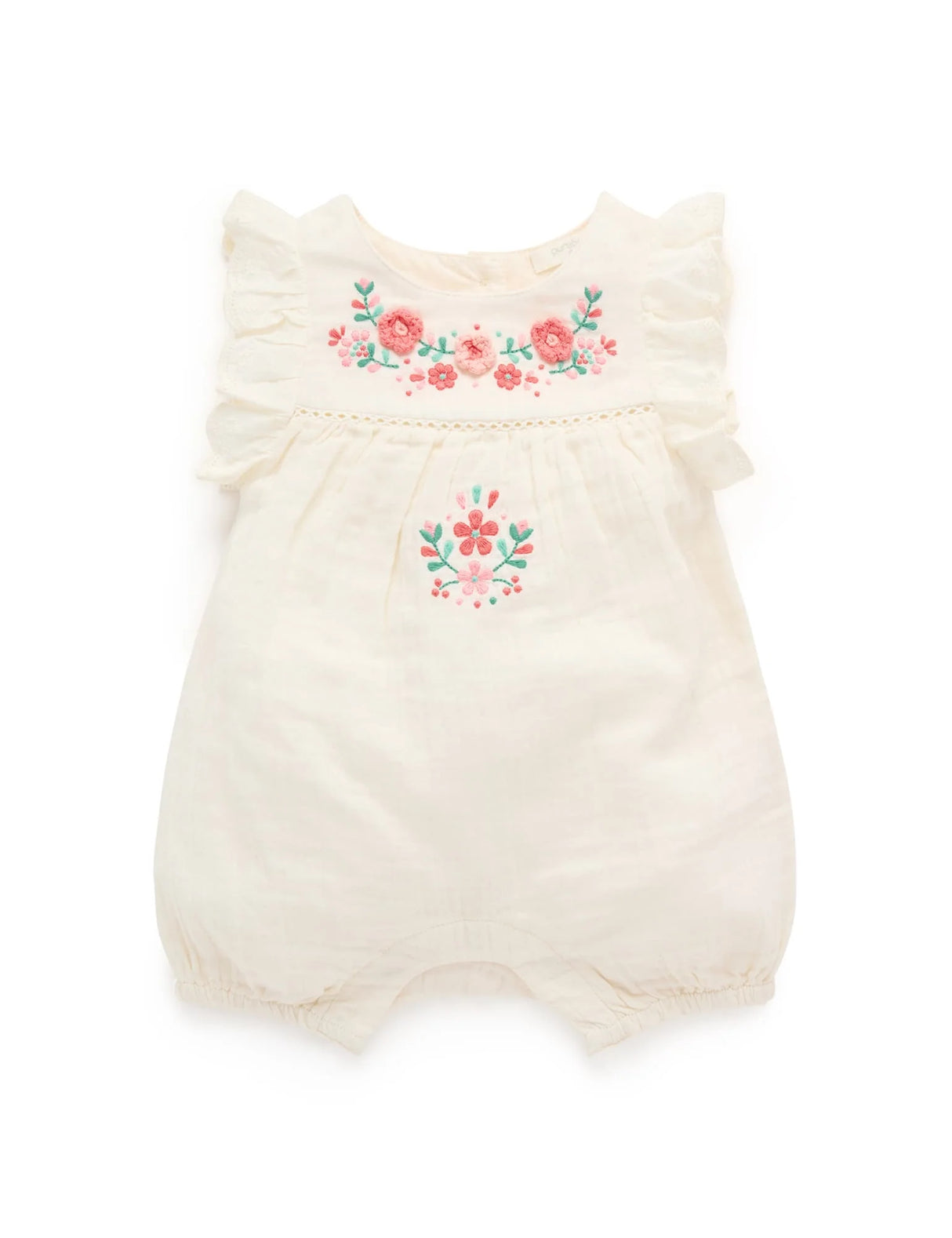 Embroidered Romper l Cloud