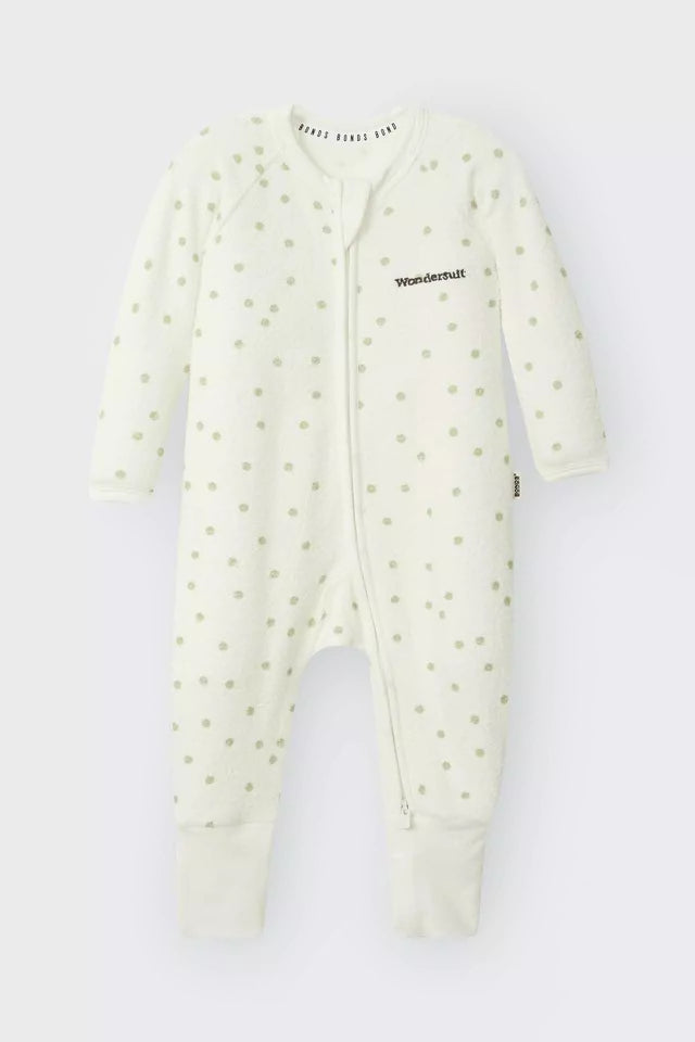 Poodlette Zip Wondersuit | Ditsy Dot Green