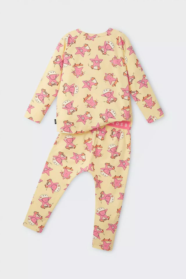 Kids Long Sleeve Sleep Set | Star Shred Pink