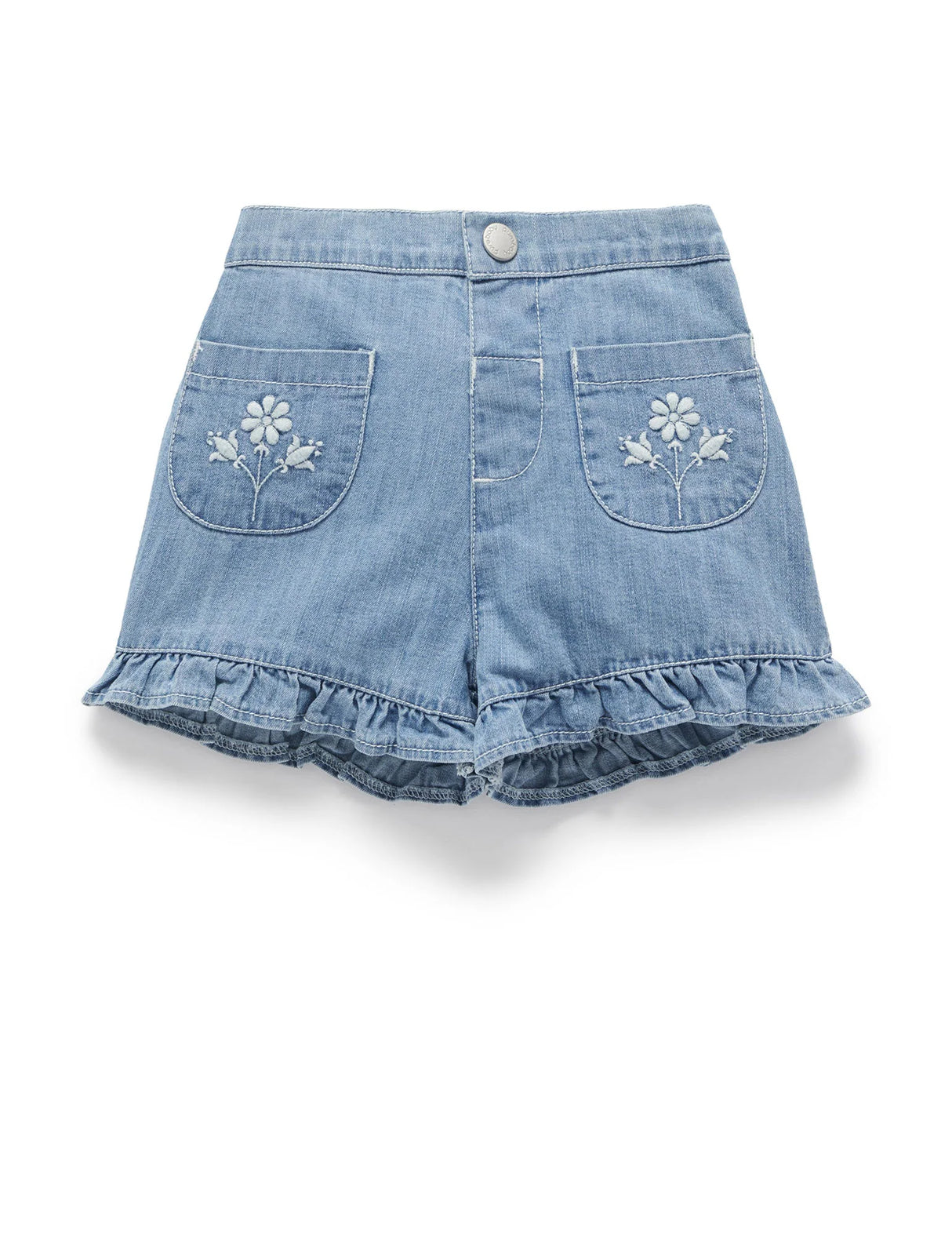 Ruffle Shorts | Faded Denim