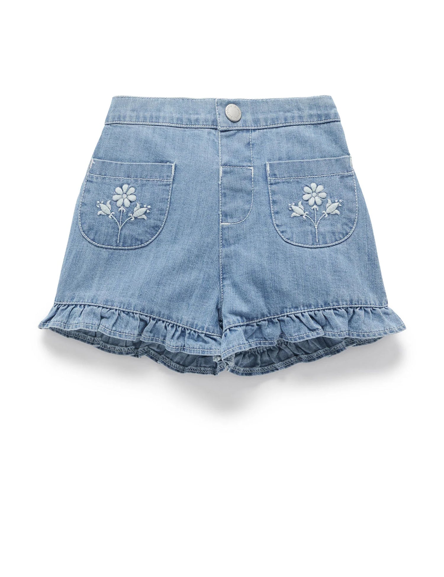 Ruffle Shorts | Faded Denim