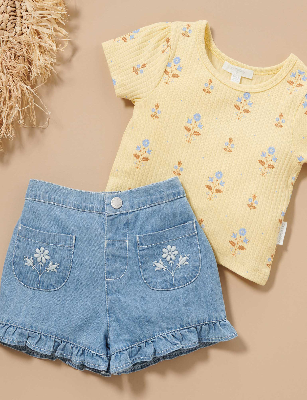 Ruffle Shorts | Faded Denim