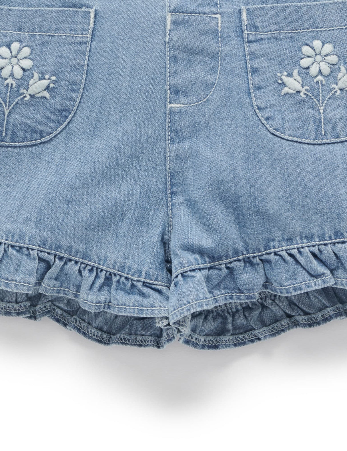 Ruffle Shorts | Faded Denim