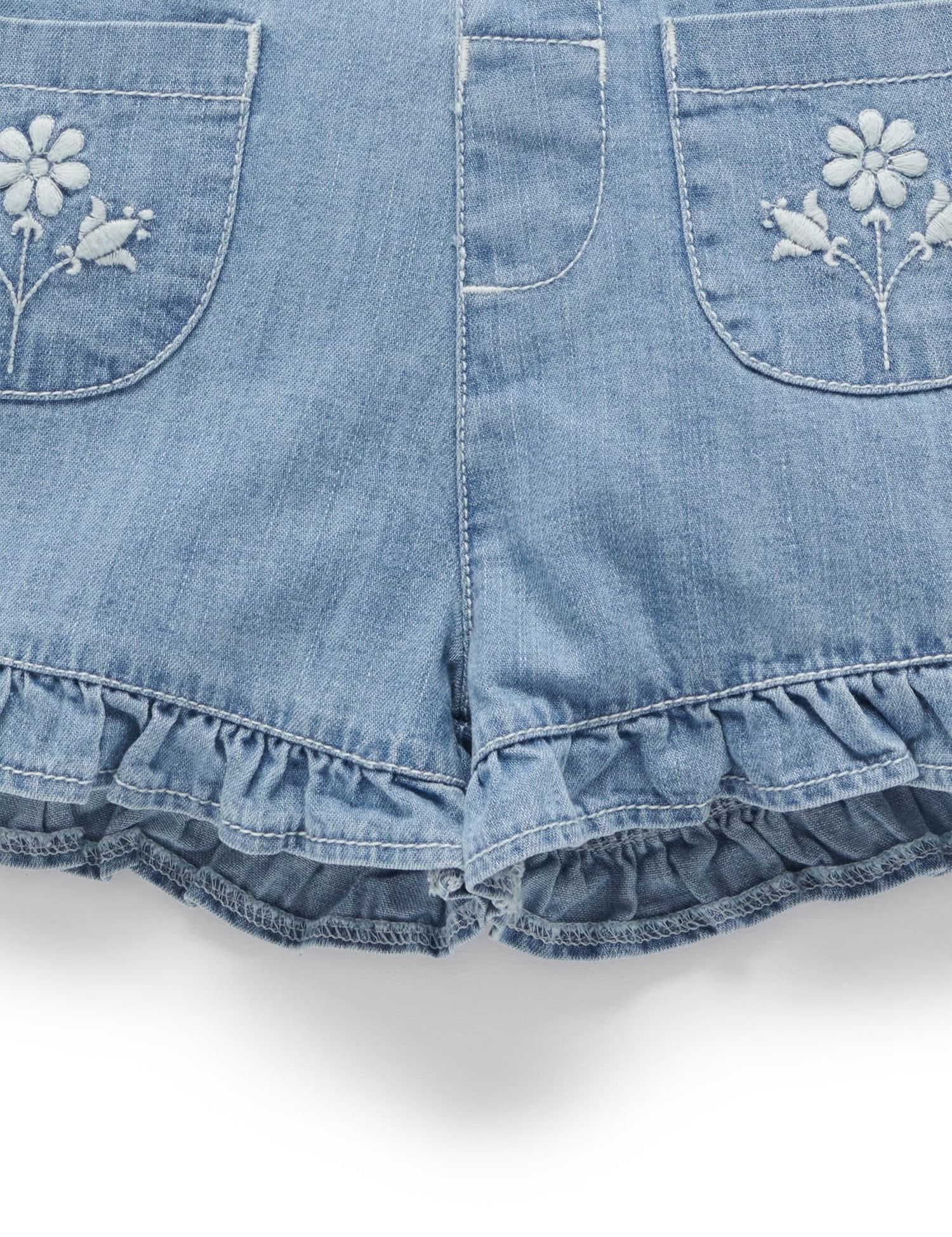 Ruffle Shorts | Faded Denim