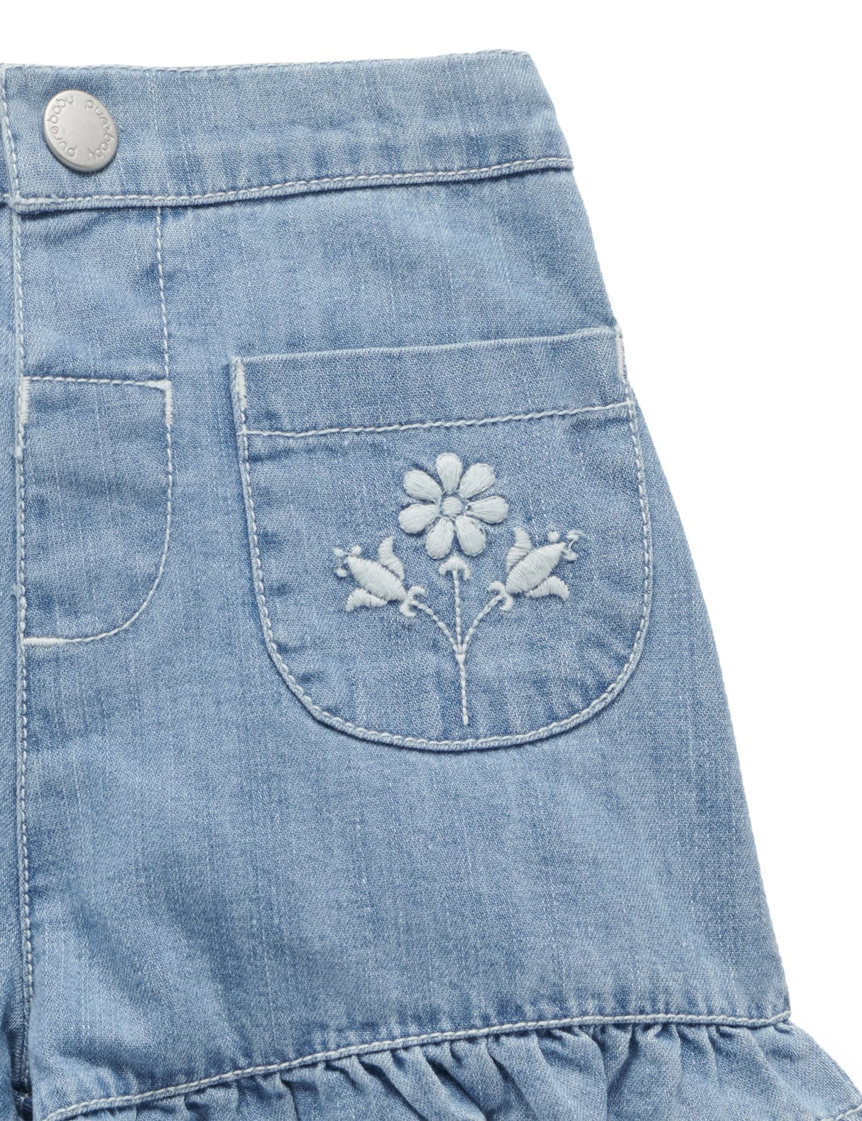 Ruffle Shorts | Faded Denim