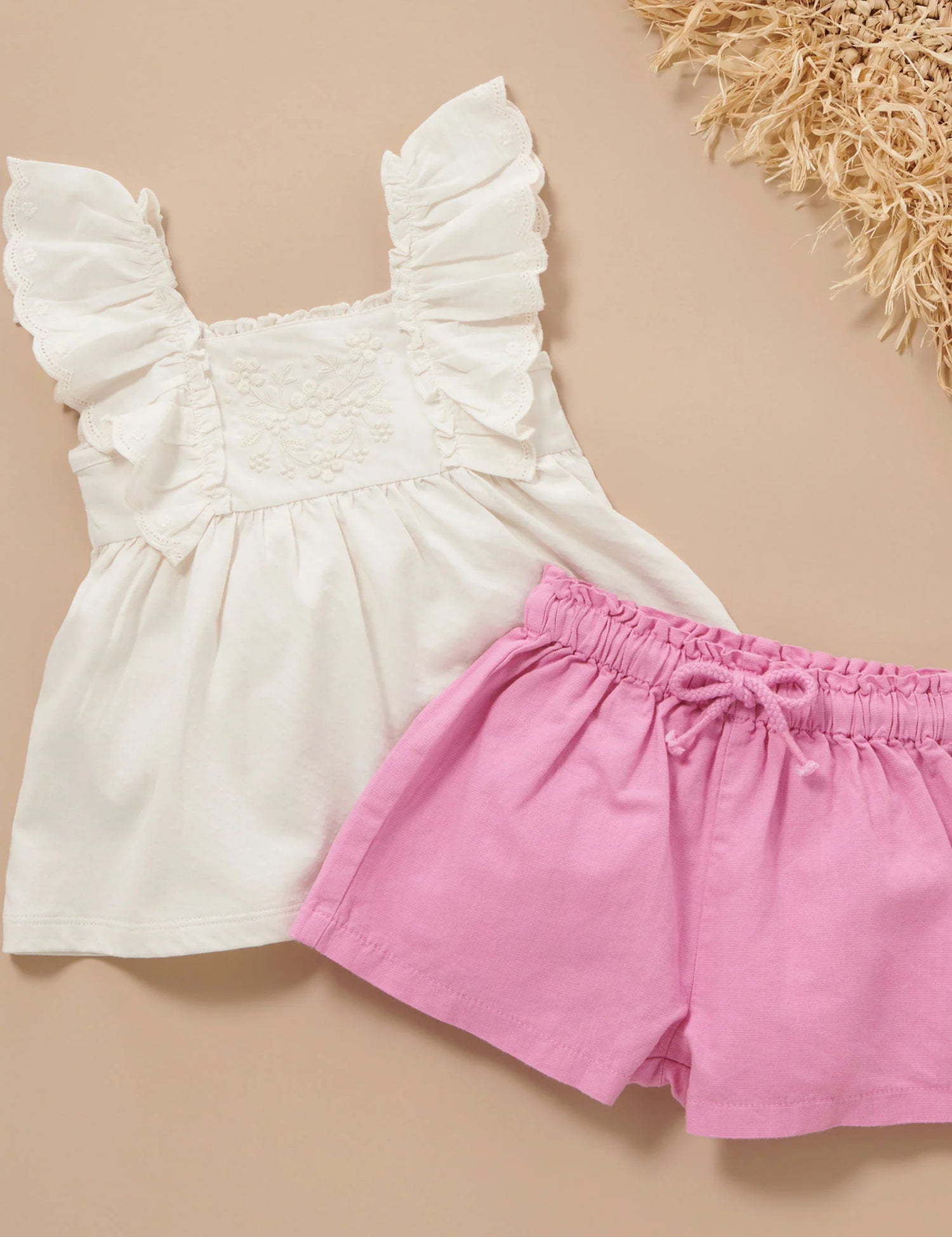 Embroidered Ruffle Top | Cloud