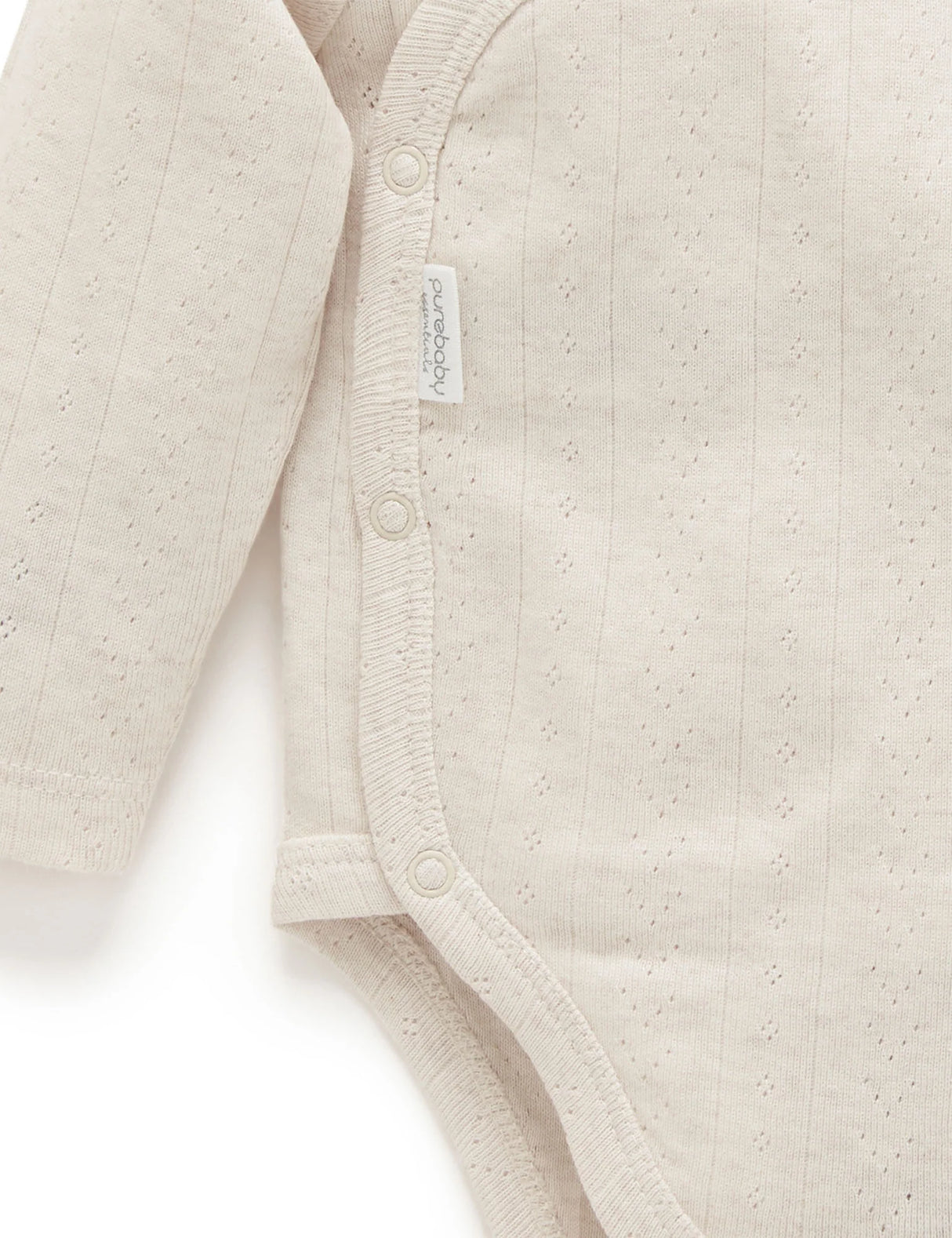 Pointelle Long Sleeve Wrap Bodysuit | Wheat melange