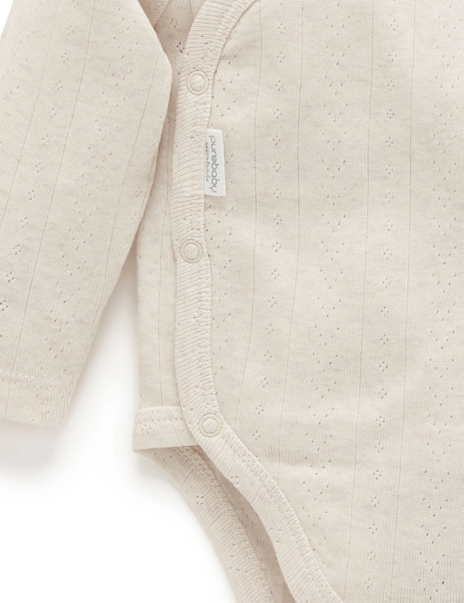 Pointelle Long Sleeve Wrap Bodysuit | Wheat melange