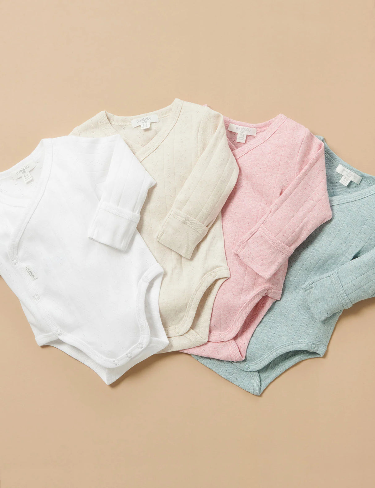 Pointelle Long Sleeve Wrap Bodysuit | Wheat melange