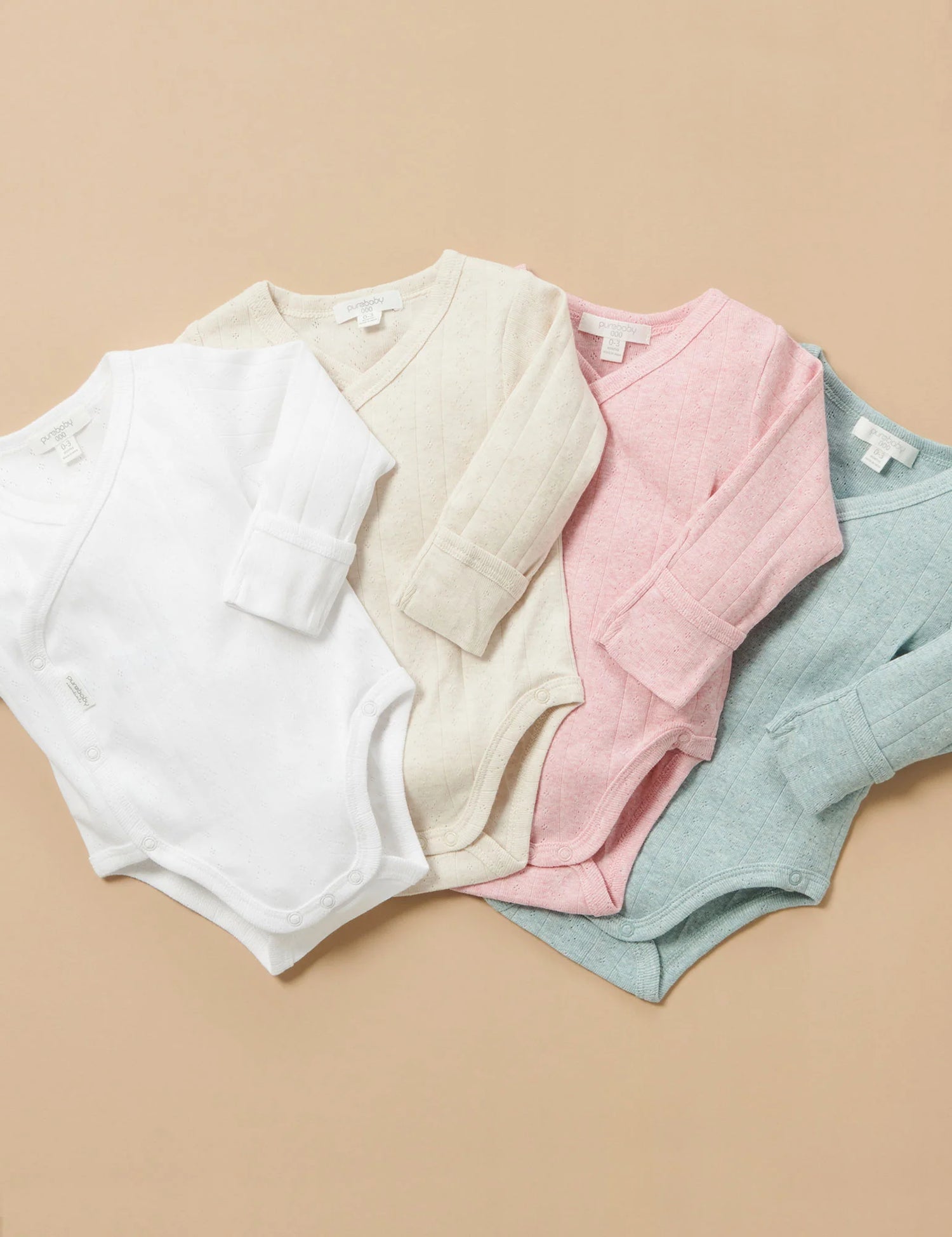 Pointelle Long Sleeve Wrap Bodysuit | Wheat melange