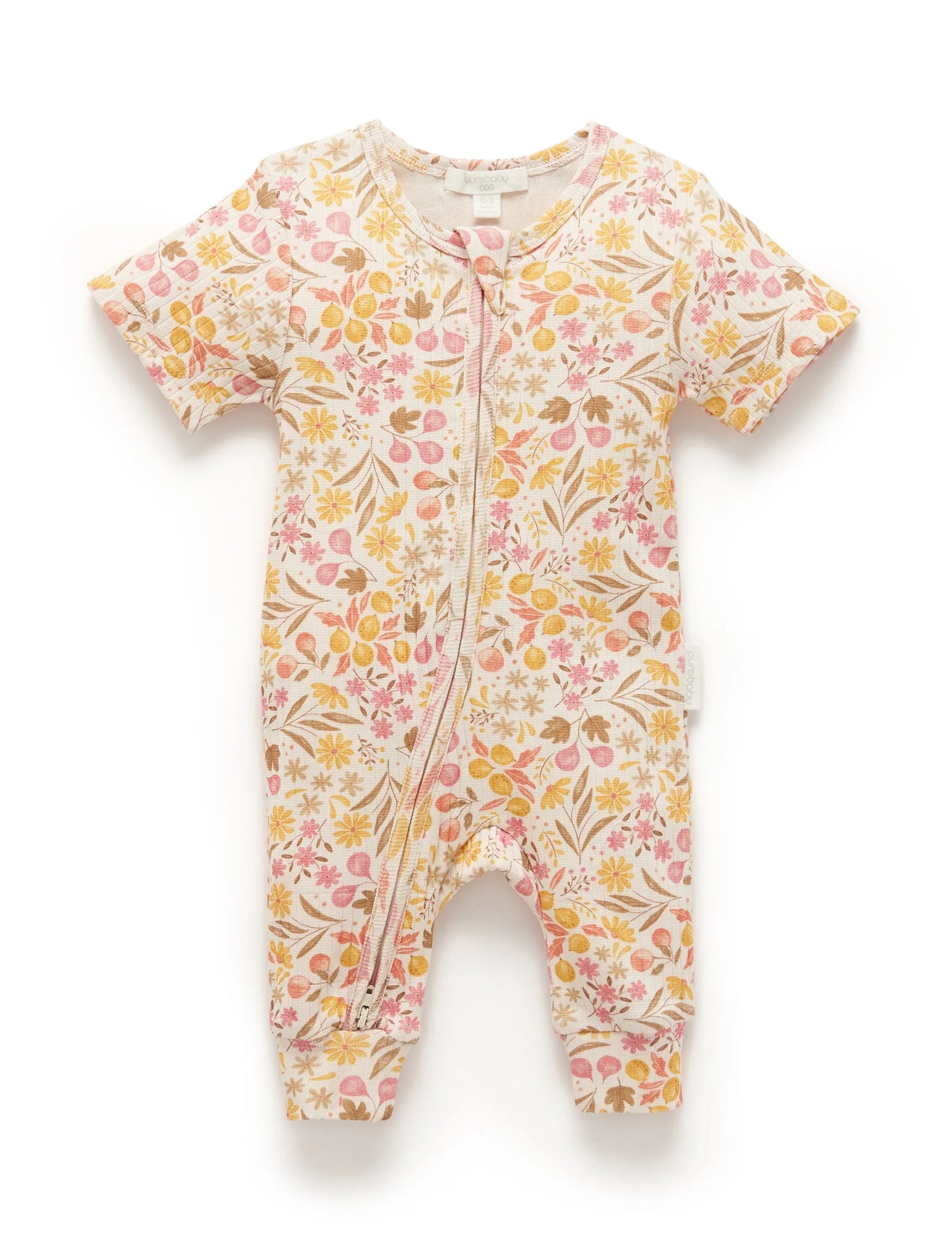 Rib Zip Growsuit | Fruits & Flowers