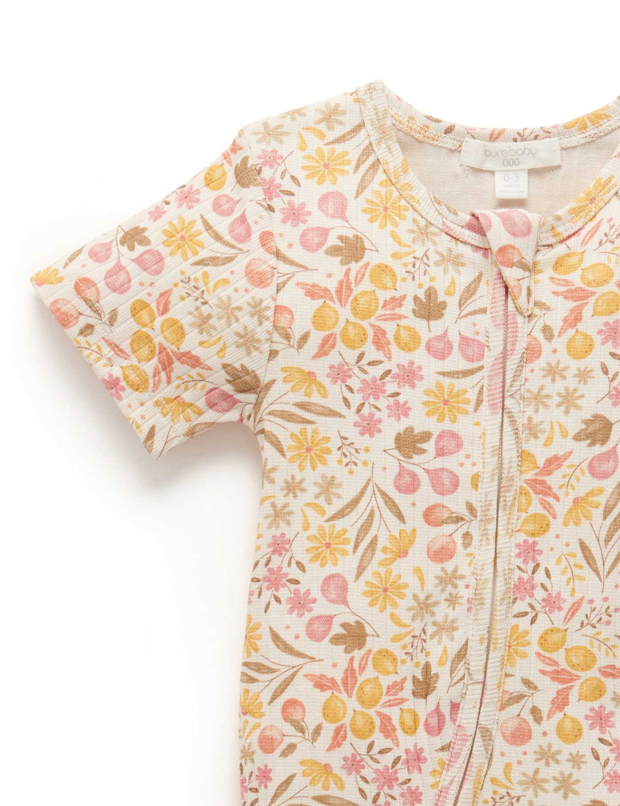 Rib Zip Growsuit | Fruits & Flowers