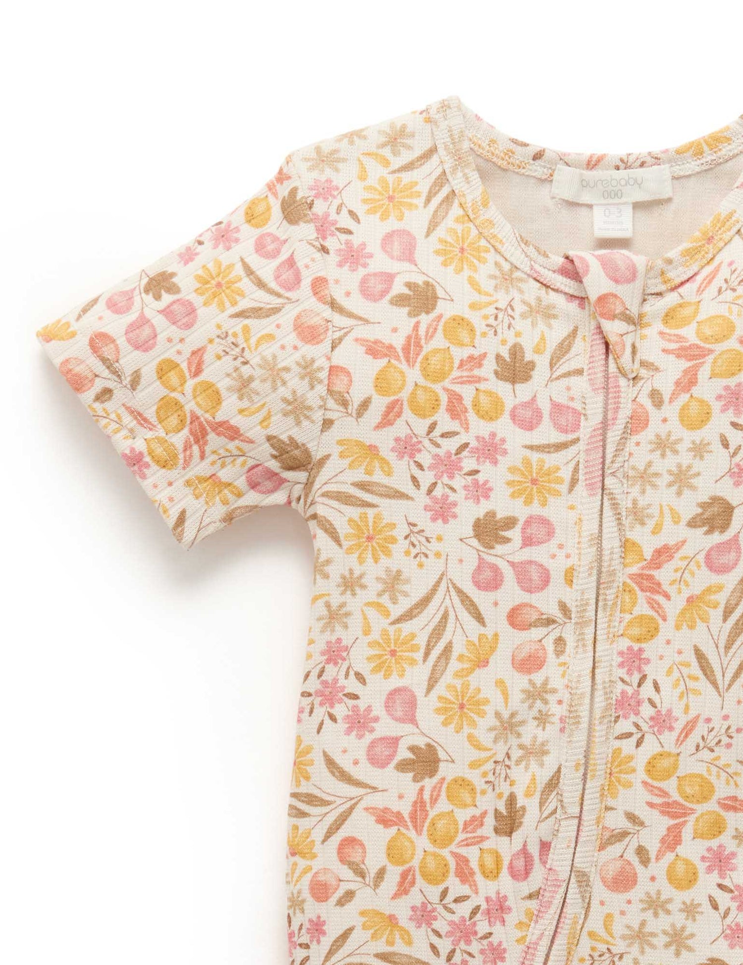 Rib Zip Growsuit | Fruits & Flowers