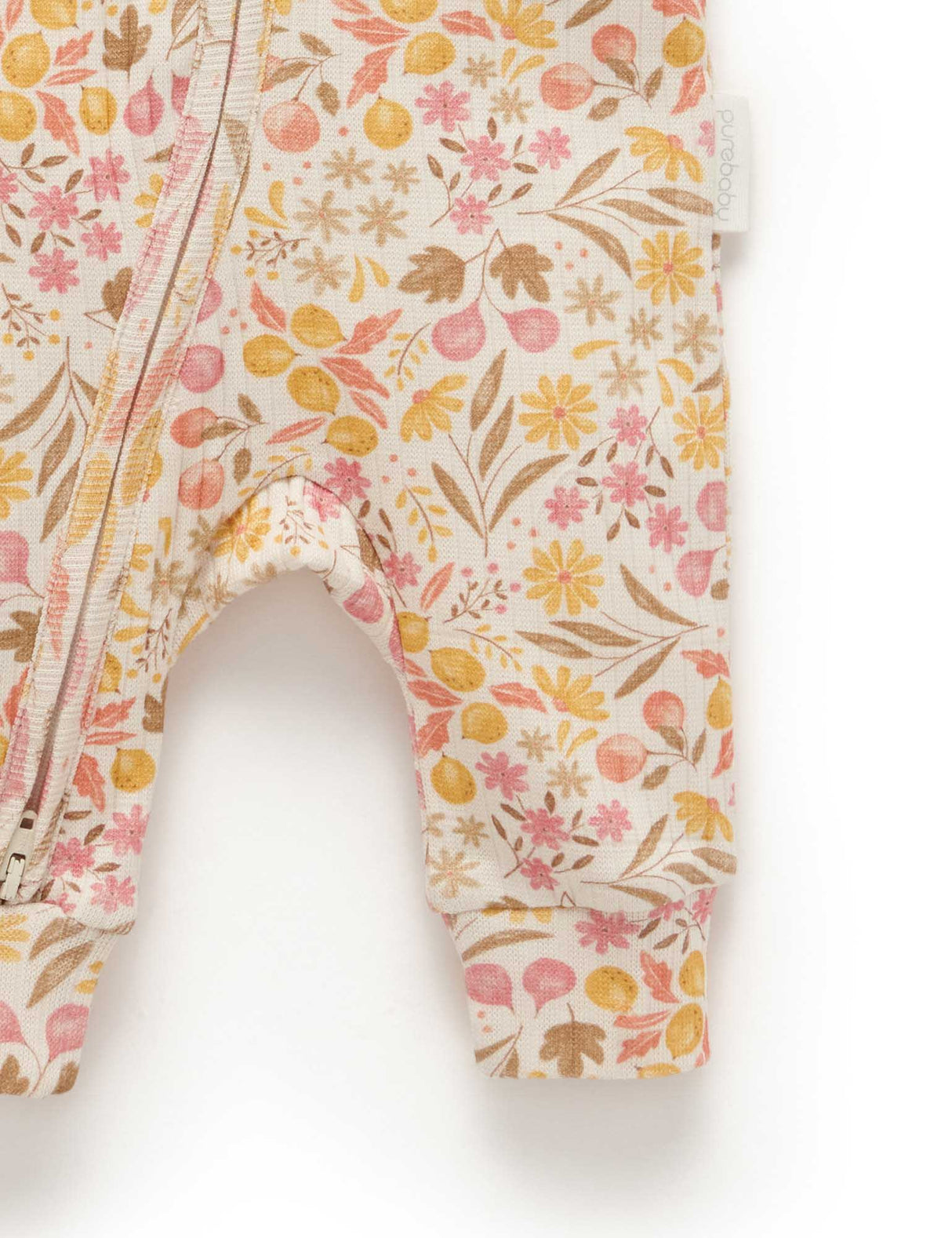 Rib Zip Growsuit | Fruits & Flowers
