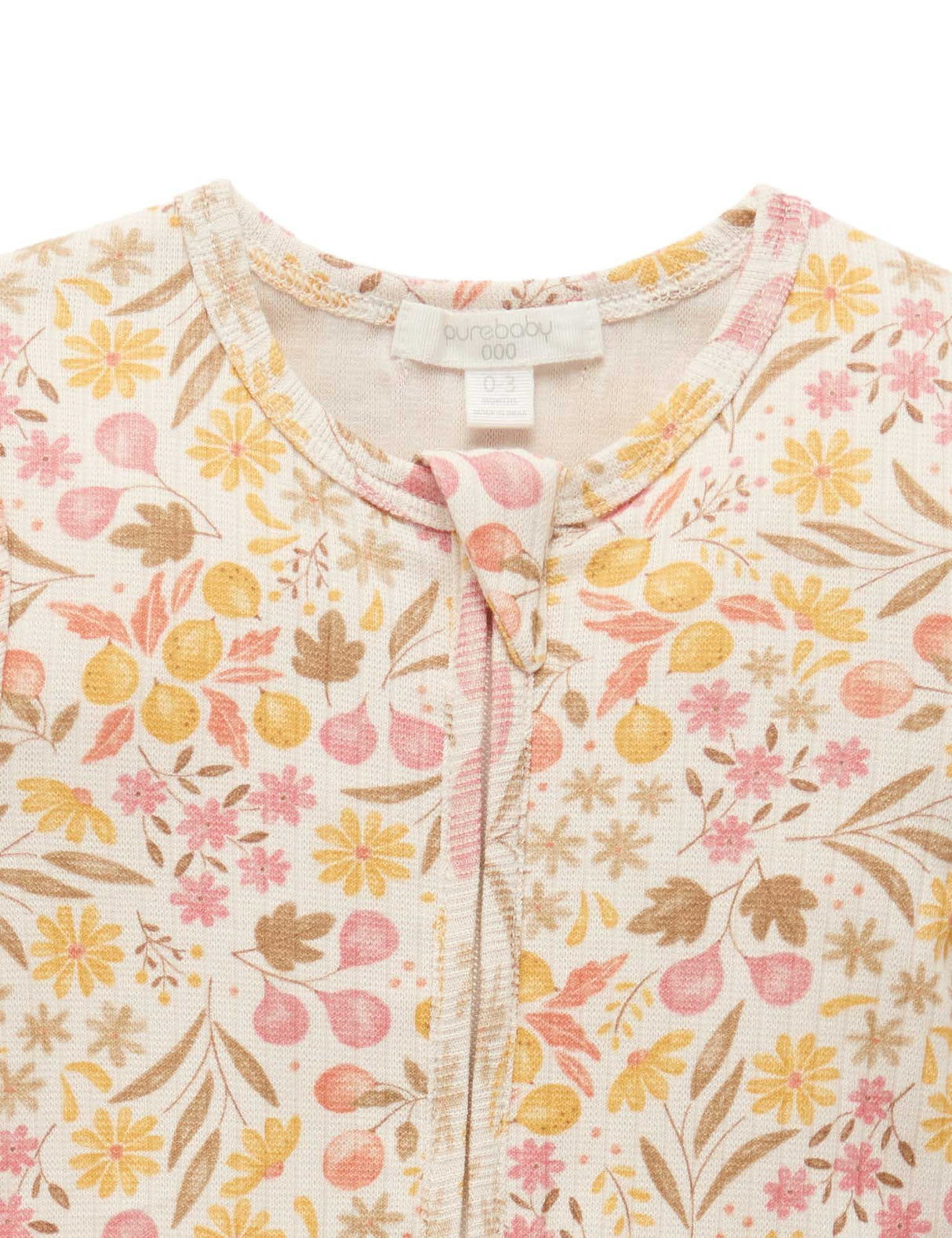 Rib Zip Growsuit | Fruits & Flowers