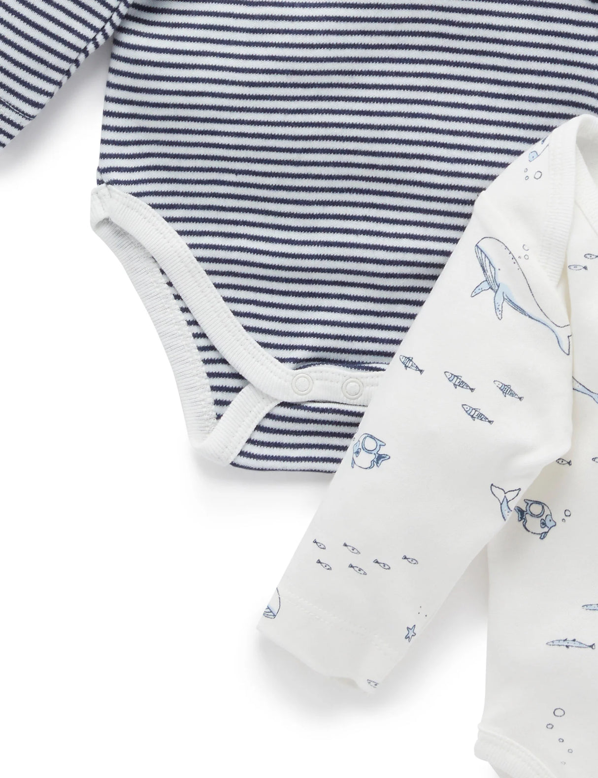 2 Pack Easy Neck Long Sleeve Bodysuit | Vanilla Nautical