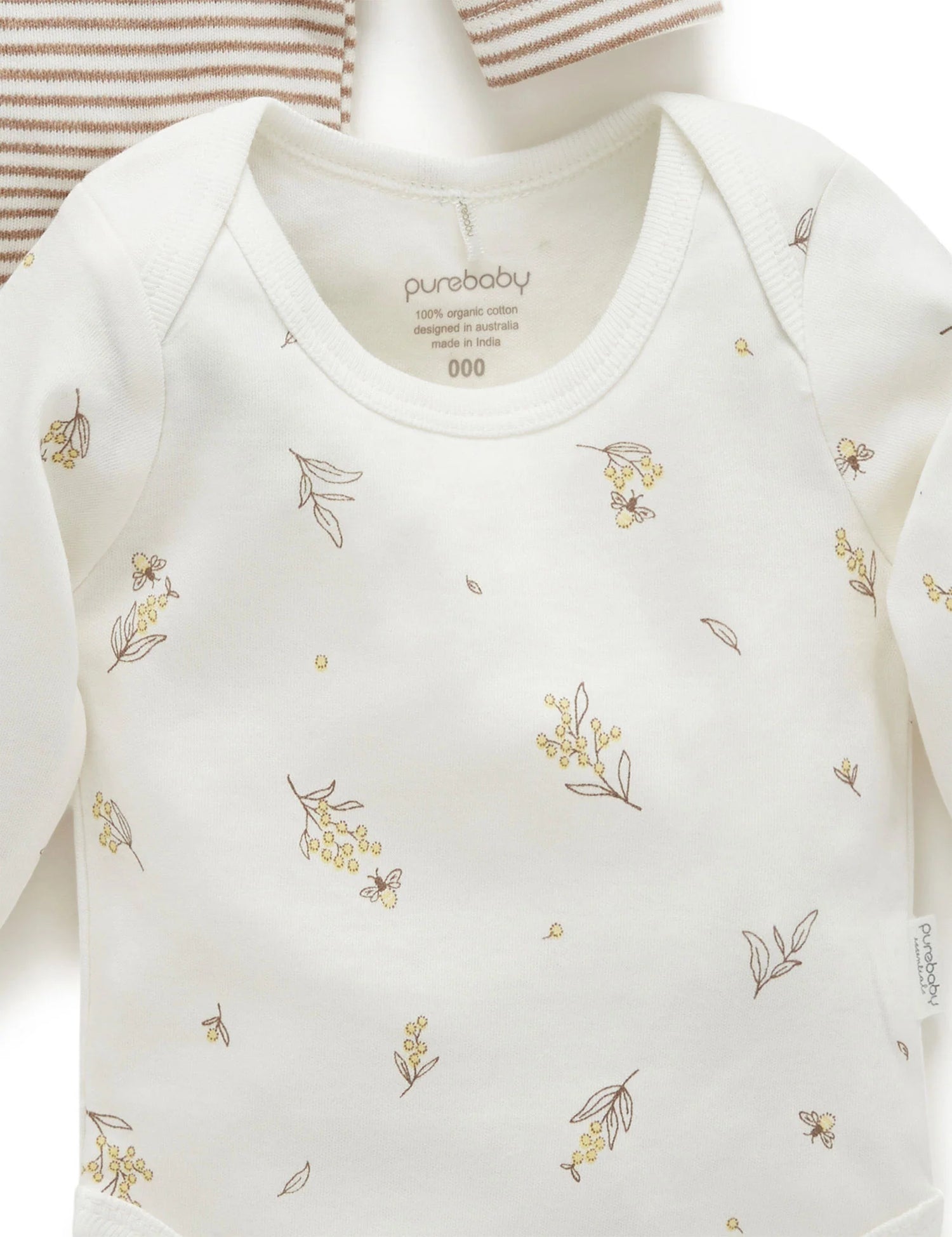 2 Pack Easy Neck Long Sleeve Bodysuit | Vanilla Wattle Bee