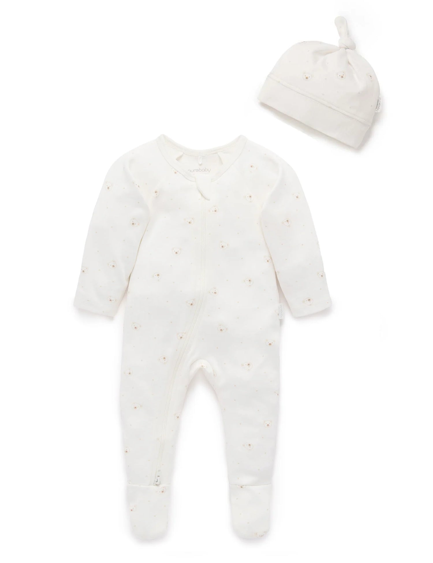 Zip Growsuit & Hat Set | Vanilla Bear