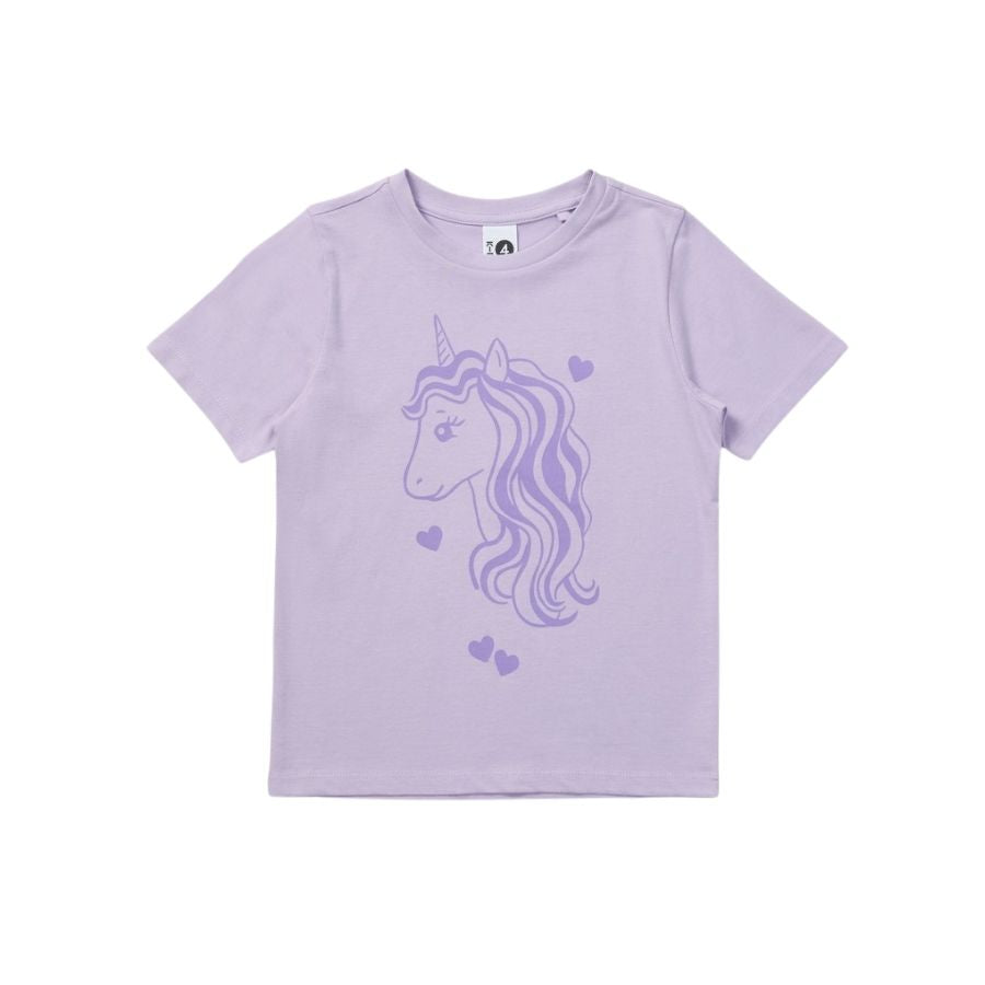 Kids Unicorn Print Tee | Pastel Lilac