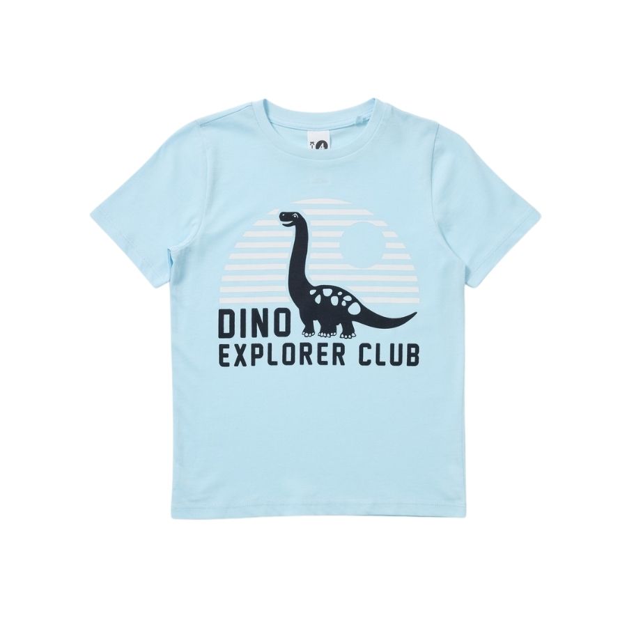 Kids Dino Explorer Print Tee | Light Blue