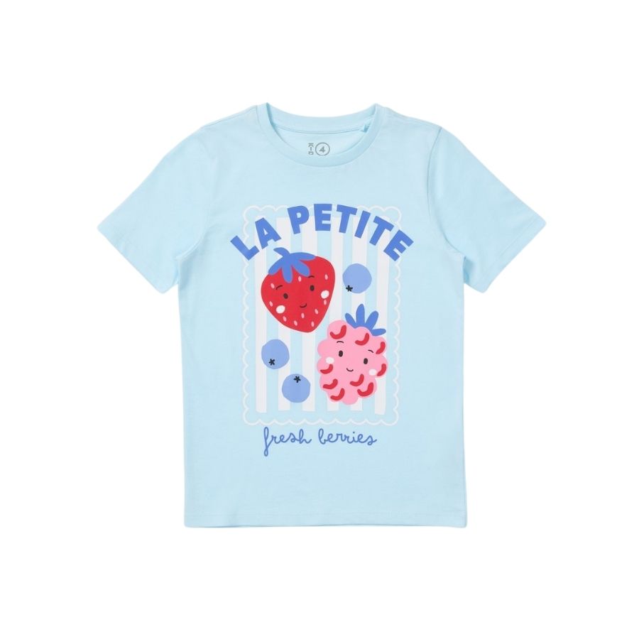 Kids La Petite Print Tee | Light Blue