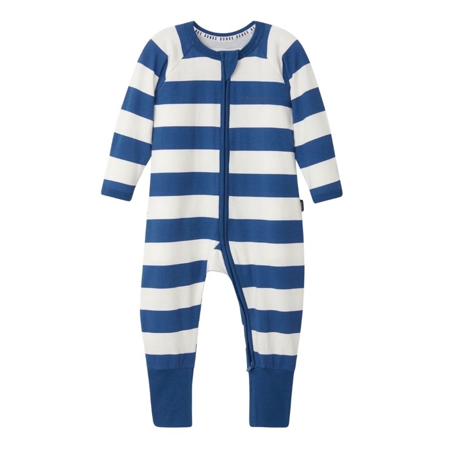 Zip Wondersuit | White & Blue Stripe