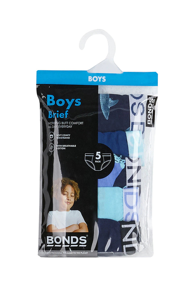 Boys Brief 5 Pack | Turtle Shark Blue Multi