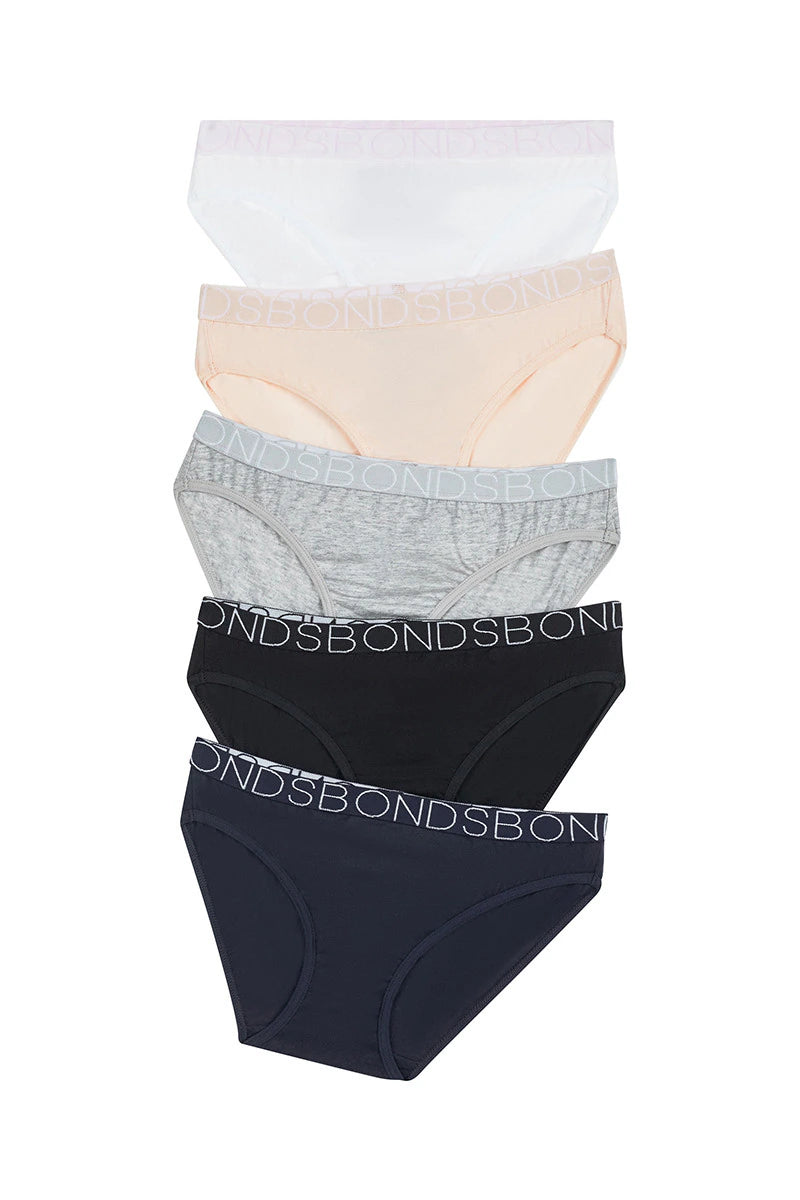 Girls Bikini 5 Pack | Black White Grey Nude Navy