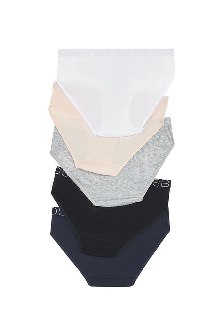 Girls Bikini 5 Pack | Black White Grey Nude Navy